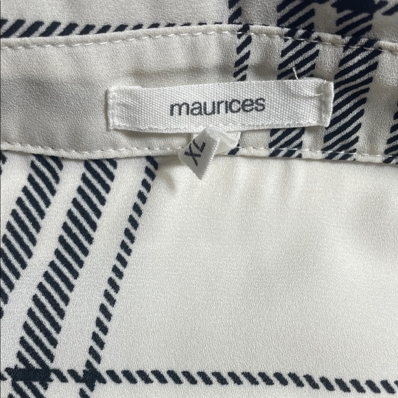 Maurices Black and Cream Plaid Button-Down Blouse - Picture 2 of 7